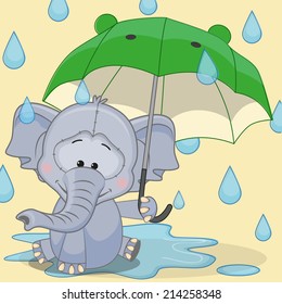 Greeting card Elephant with umbrella 