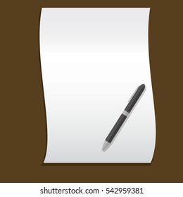 Greeting card. Empty paper. Scroll with pencil. Flat vector stock illustration