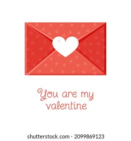 Greeting card with an envelope. Love message. Love letter for Valentine's Day for poster, print, holiday card