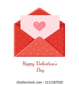 Greeting card with an envelope. Love message. Love letter for Valentine's Day for poster, print, holiday card.