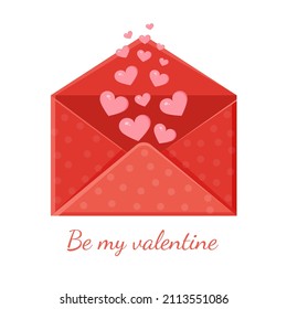 Greeting card with an envelope. Love message. Love letter for Valentine's Day for poster, print, holiday card.