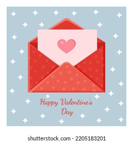 Greeting card with an envelope. Love message. Love letter for Valentine's Day for poster, print, holiday card.