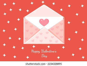 Greeting card with an envelope. Love message. Love letter for Valentine's Day for poster, print, holiday card.