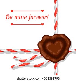 Greeting card with envelope and sealing wax. Concept can be used for Valentines Day, wedding or love confession message.