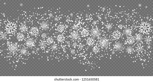 Greeting card falling snowflakes. Vector illustration.