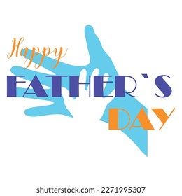 Greeting card for Father's Day with hands of man and his child o