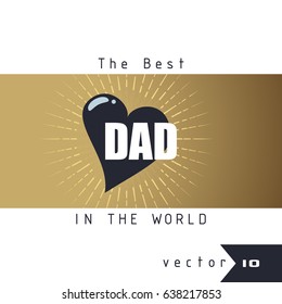 Greeting card for father's day with heart template vector illustration