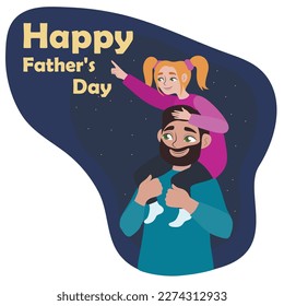 Greeting card for Father's Day with young man and his daughter
