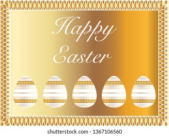 greeting card for the feast of Holy Easter with openwork frame in gold color