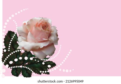 greeting card festive for women rose with beads and perls