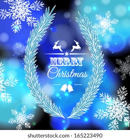  Greeting card with a festive wreath. Christmas wreath with fir and holly.