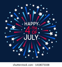 Greeting card with fireworks for Independence day design