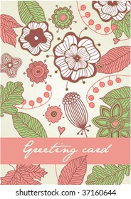greeting card, floral background,