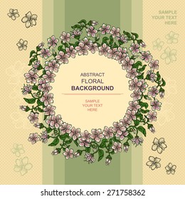 Greeting card with floral background. Wedding invitation with flowers. Vintage floral card.