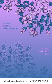 Greeting card with floral background. Wedding invitation with flowers. 