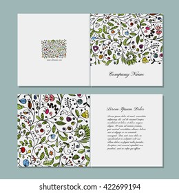 Greeting card, floral design. Vector illustration