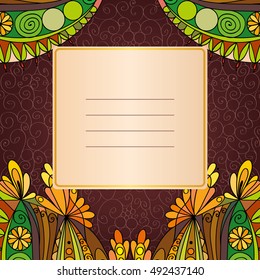 Greeting card. Floral elements in autumn colors 