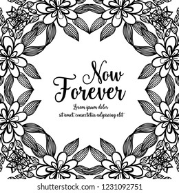 Greeting card with floral elements with now forever text