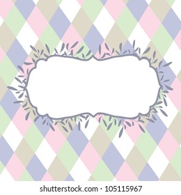 Greeting card with floral elements on multicolored background. Vector illustration