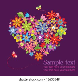 Greeting card with floral heart