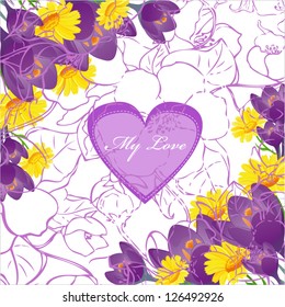 Greeting card with floral heart. Vector