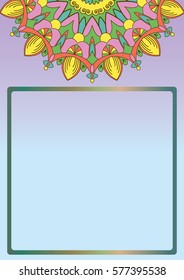 Greeting card with floral mandala.