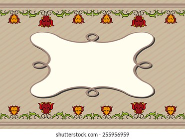 Greeting card with floral ornament
