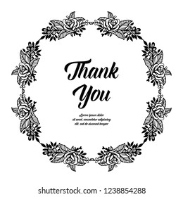 Greeting card with floral ornament and thank you text vector