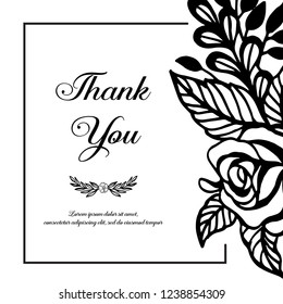 Greeting card with floral ornament and thank you text vector
