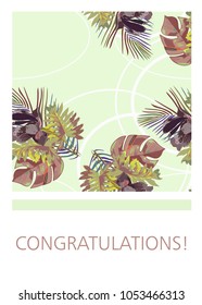 greeting card with a floral pattern on a light green background