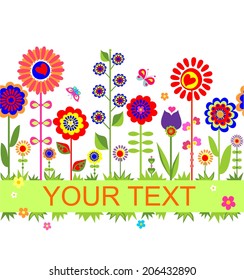 Greeting card with floral seamless border