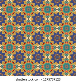 Greeting card. Floral seamless pattern. Abstract vector flowers in gray, orange and blue colors. Wedding invitation. Abstract floral background.