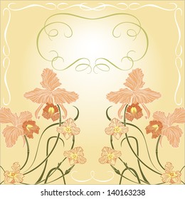 greeting card with floral vector pattern in modern style, vintage style