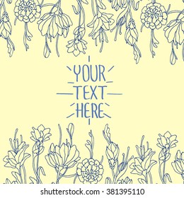 Greeting card with flower, colorful floral background, can be used as invitation card.