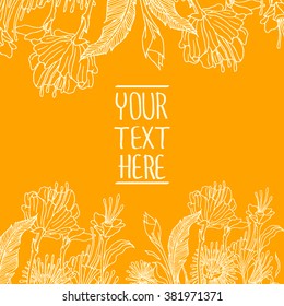 Greeting card with flower, colorful floral background, can be used as invitation card.