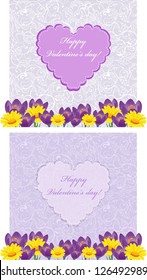 Greeting card with flower and heart. Vector
