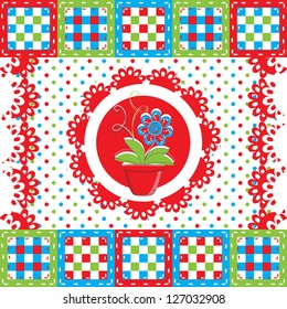 Greeting card with flower in pot
