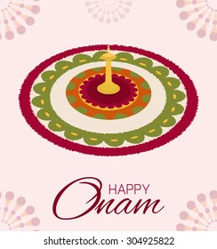 Greeting card of flower rangoli decoration for Onam
