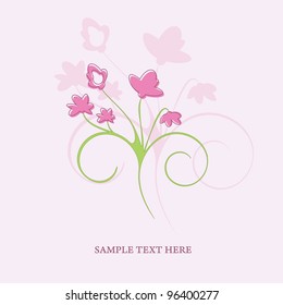 Greeting card with flower tree