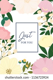 Greeting card with flowers autumn, can be used as invitation card for wedding, birthday and other holiday and summer background. Vector