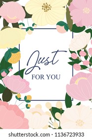 Greeting card with flowers autumn, can be used as invitation card for wedding, birthday and other holiday and summer background. Vector