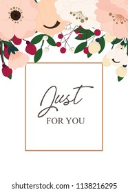 Greeting card with flowers autumn, can be used as invitation card for wedding, birthday and other holiday and summer background. Vector