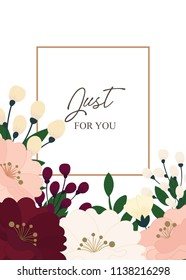 Greeting card with flowers autumn, can be used as invitation card for wedding, birthday and other holiday and summer background. Vector
