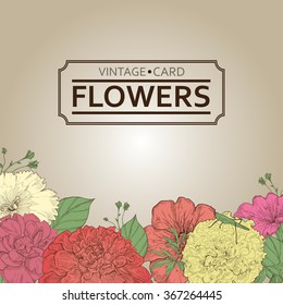 greeting card with flowers. flowers background. 