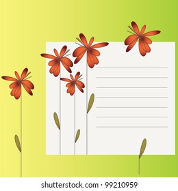 Greeting  card with flowers and blank sheet