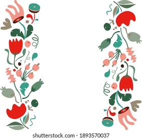 Greeting card with flowers, can be used as invitation card for wedding, birthday and other holiday. Vector flowers illustrations