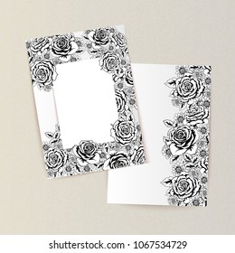 greeting card with flowers for congratulations, labels, price tags