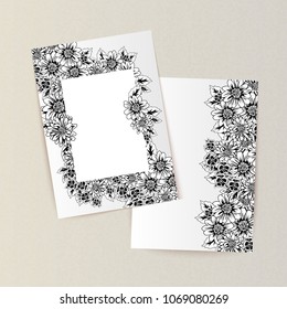 greeting card with flowers for congratulations, labels, price tags