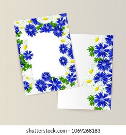 greeting card with flowers for congratulations, labels, price tags