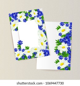 greeting card with flowers for congratulations, labels, price tags